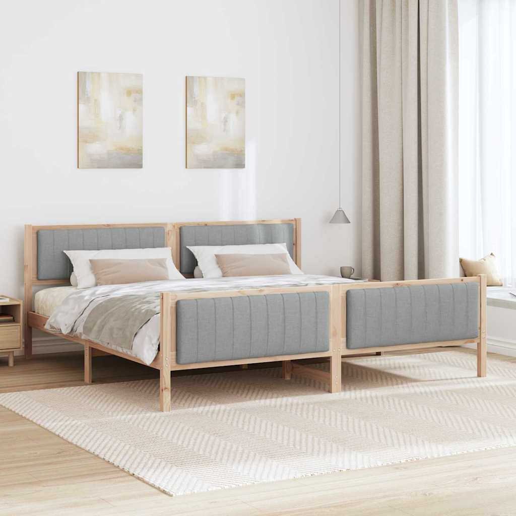 Ágykeret Barna és világosszürke 200 x 200 cm Tömör fenyőfa