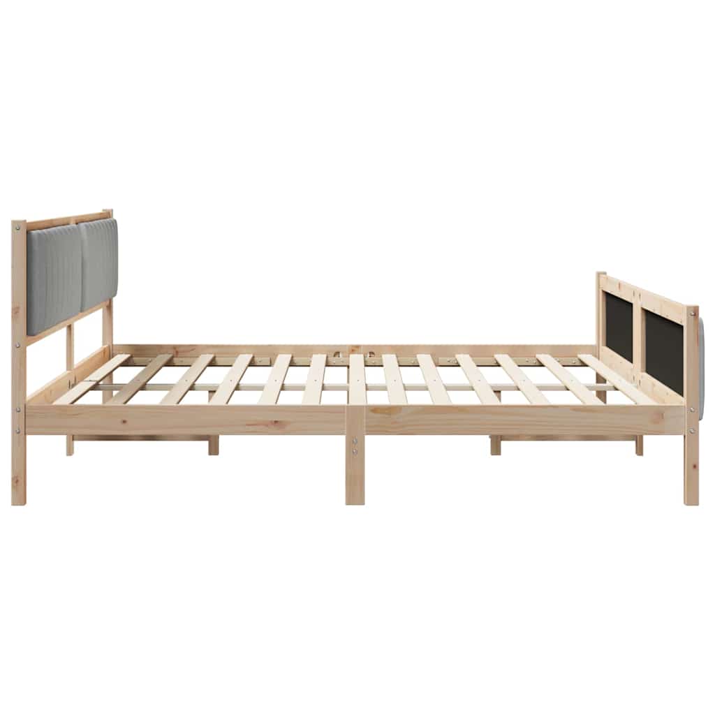 Ágykeret Barna és világosszürke 200 x 200 cm Tömör fenyőfa