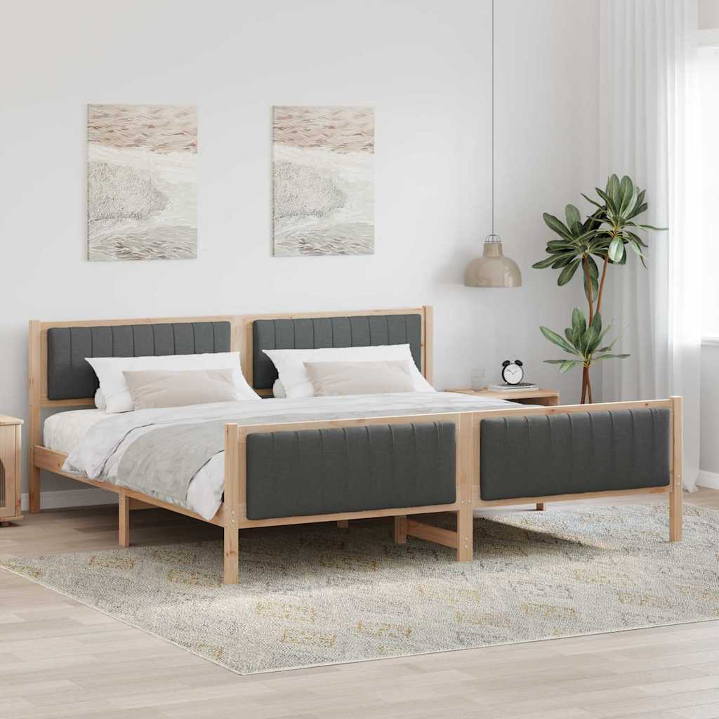 Ágykeret barna és sötétszürke 200 x 200 cm Tömör fenyőfa