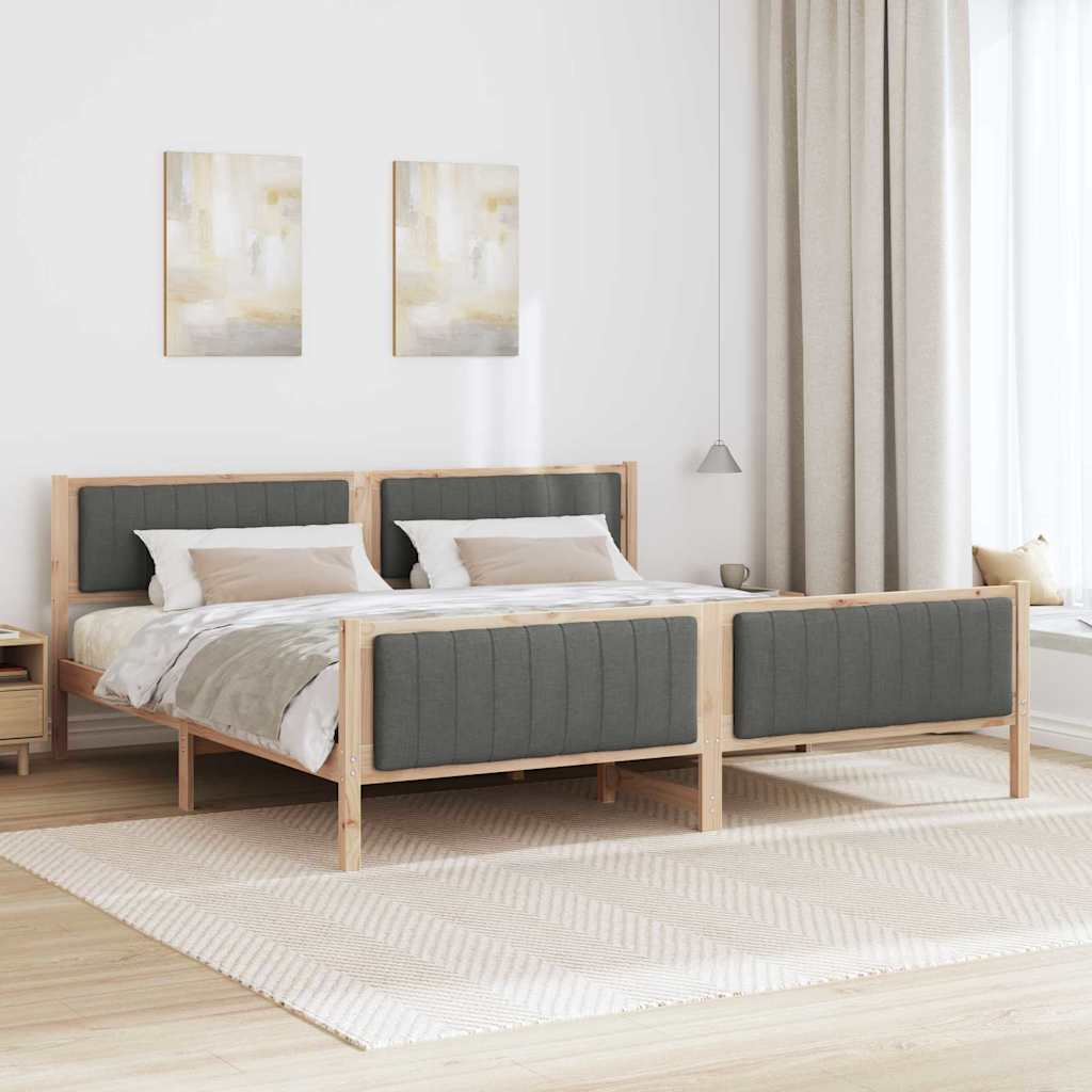 Ágykeret barna és sötétszürke 200 x 200 cm Tömör fenyőfa