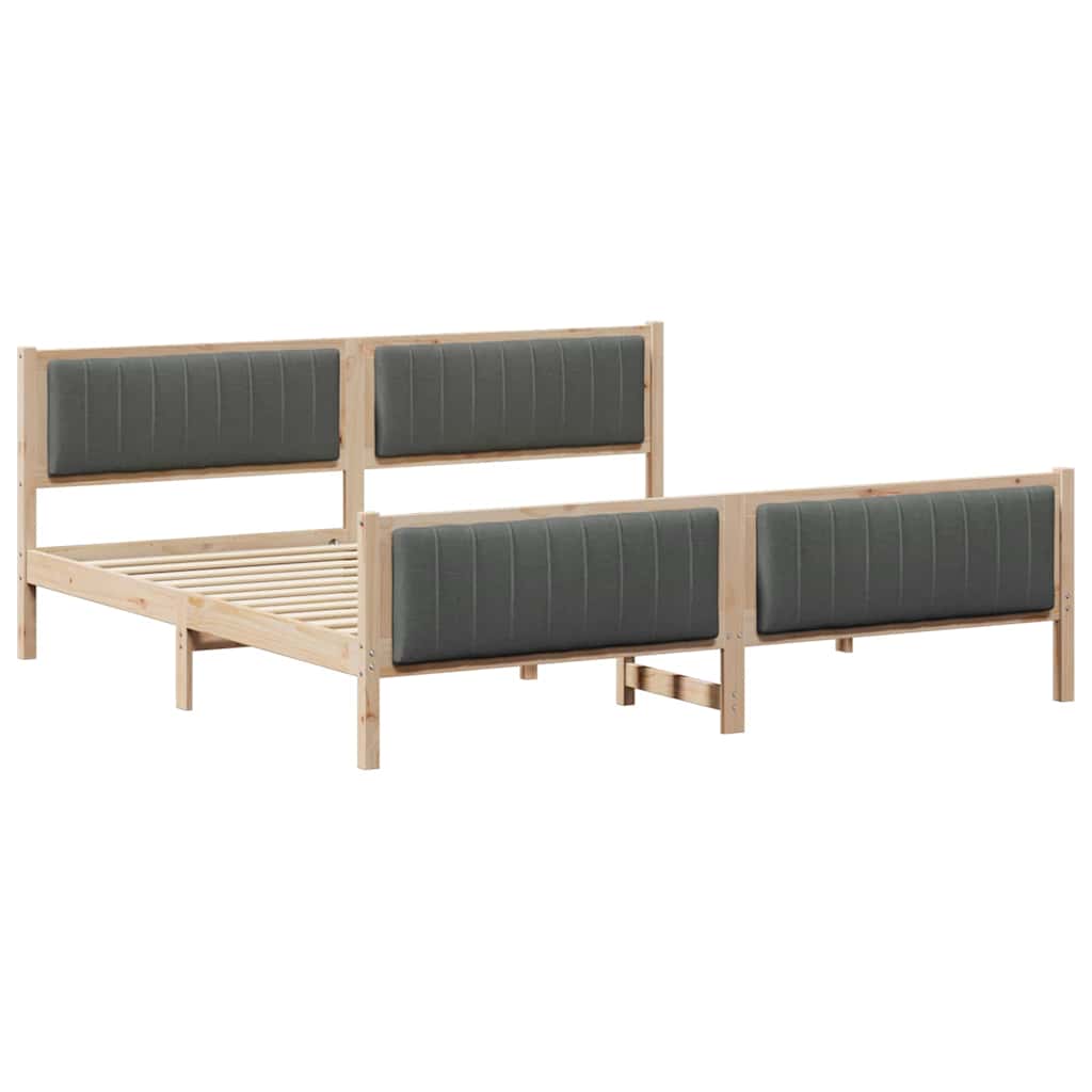 Ágykeret barna és sötétszürke 200 x 200 cm Tömör fenyőfa