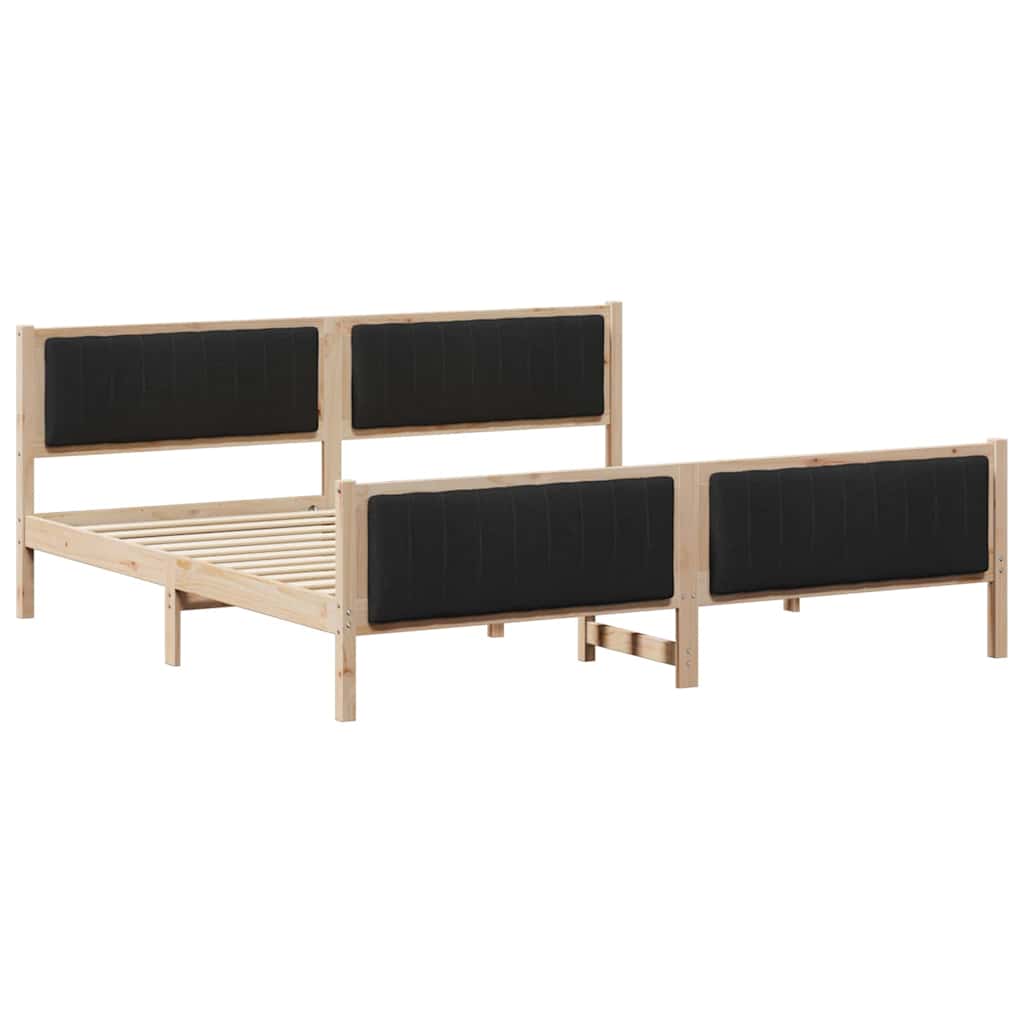 Ágykeret fejtámlával Barna és fekete 200 x 200 cm Tömör fenyőfa