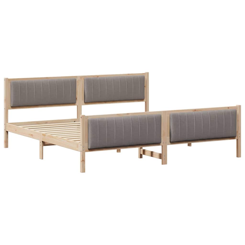 Ágykeret fejtámlával Barna és taupe 200 x 200 cm Tömör fenyőfa