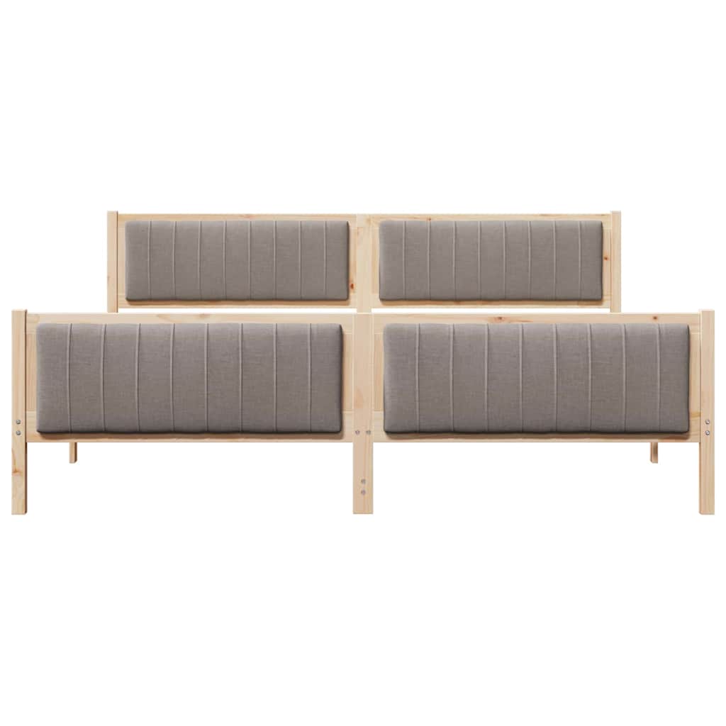 Ágykeret fejtámlával Barna és taupe 200 x 200 cm Tömör fenyőfa