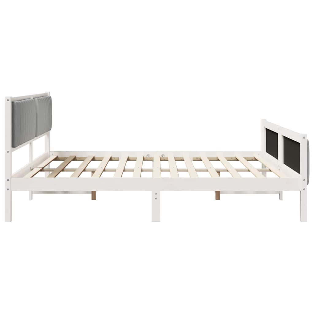 Ágykeret Fehér és világosszürke 200 x 200 cm Tömör fenyőfa