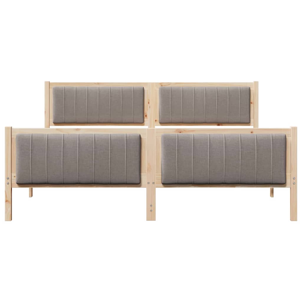 Ágykeret fejtámlával Barna és taupe 180 x 200 cm Tömör fenyőfa