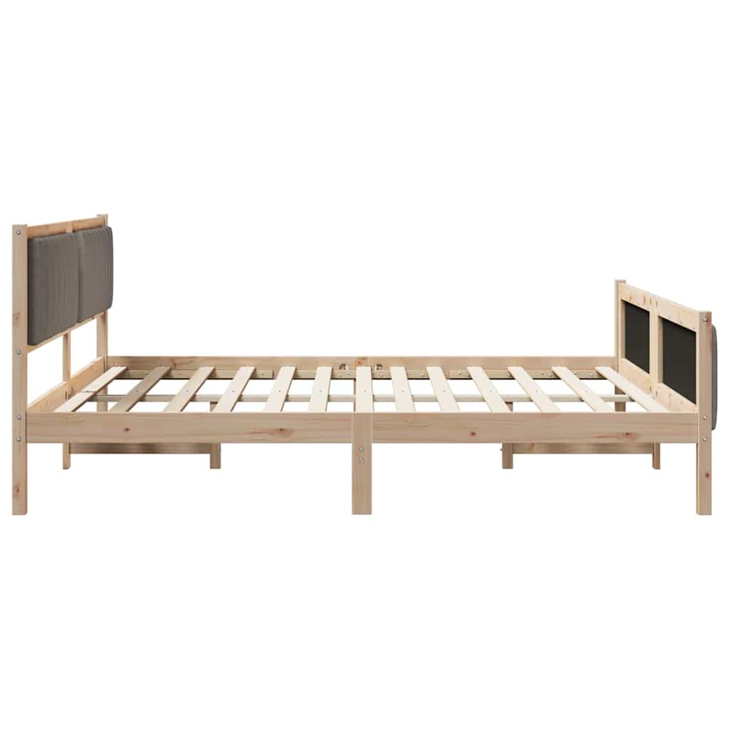 Ágykeret fejtámlával Barna és taupe 180 x 200 cm Tömör fenyőfa
