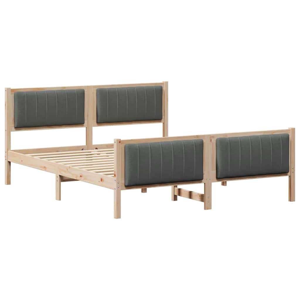 Ágykeret barna és sötétszürke 150 x 200 cm Tömör fenyőfa