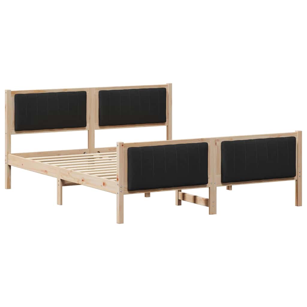 Ágykeret fejtámlával Barna és fekete 150 x 200 cm Tömör fenyőfa