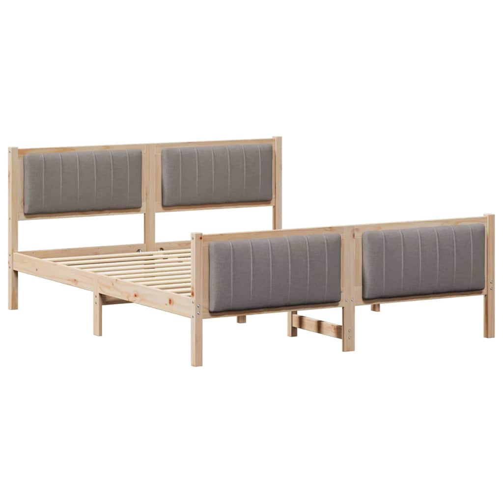 Ágykeret fejtámlával Barna és taupe 150 x 200 cm Tömör fenyőfa