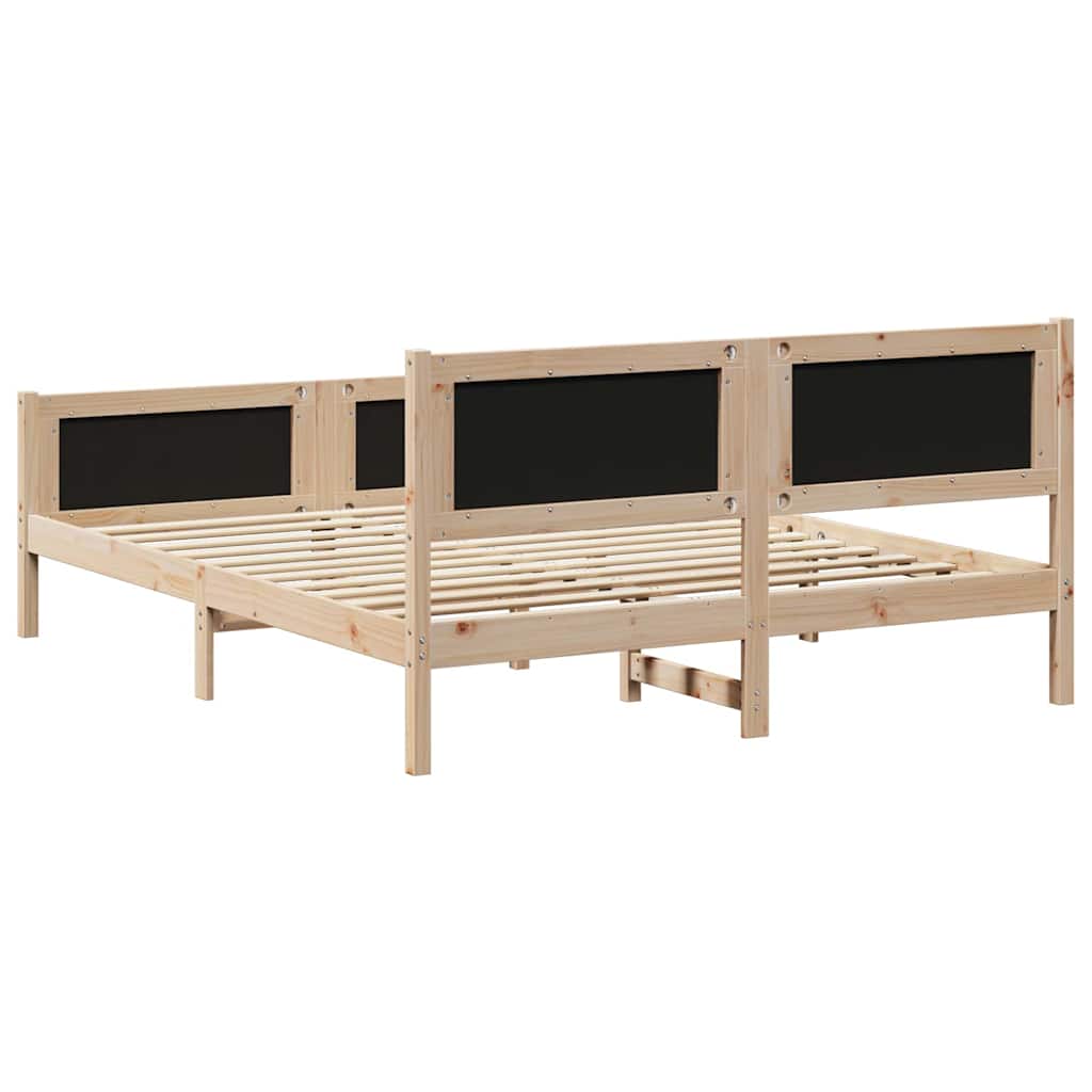 Ágykeret fejtámlával Barna és taupe 150 x 200 cm Tömör fenyőfa