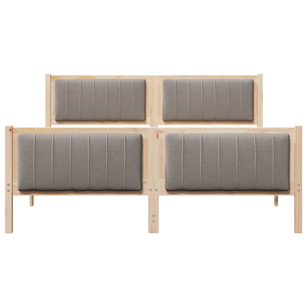 Ágykeret fejtámlával Barna és taupe 150 x 200 cm Tömör fenyőfa