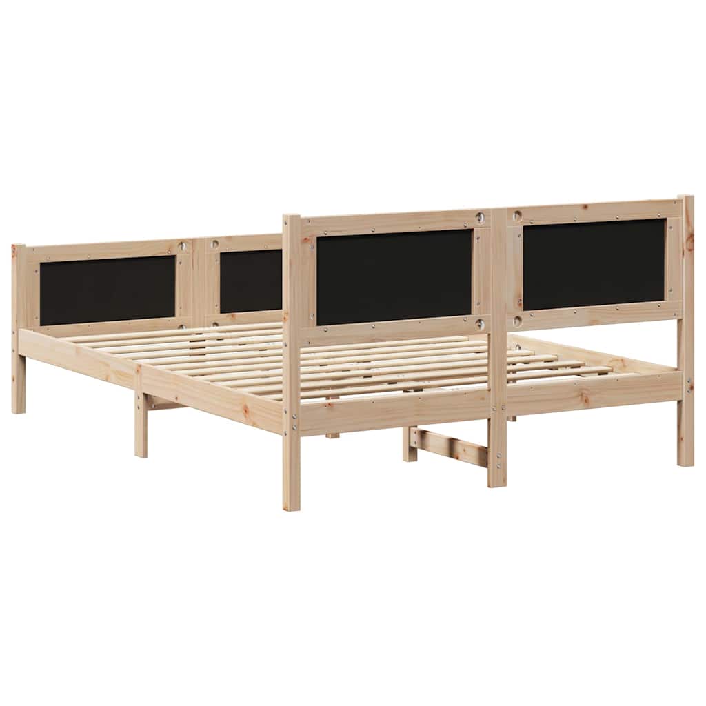 Ágykeret fejtámlával Barna és taupe 140 x 190 cm Tömör fenyőfa