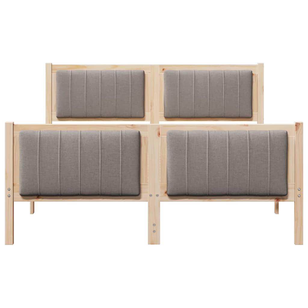 Ágykeret fejtámlával Barna és taupe 140 x 190 cm Tömör fenyőfa
