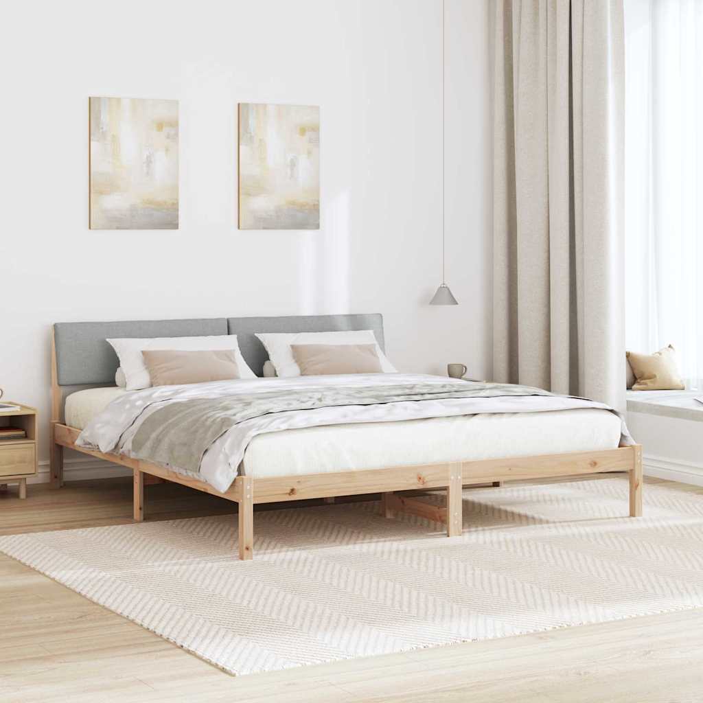 Ágykeret Barna és világosszürke 200 x 200 cm Tömör fenyőfa
