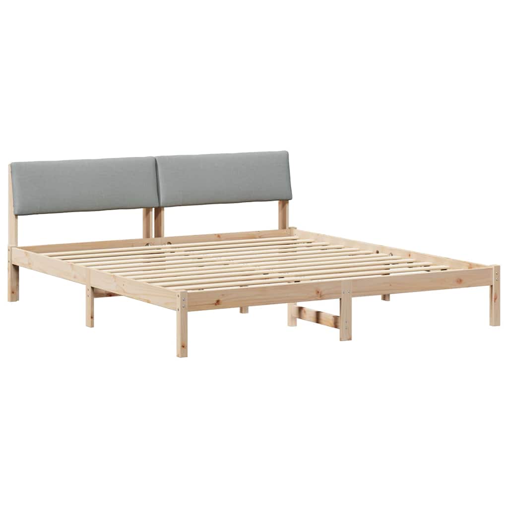 Ágykeret Barna és világosszürke 200 x 200 cm Tömör fenyőfa