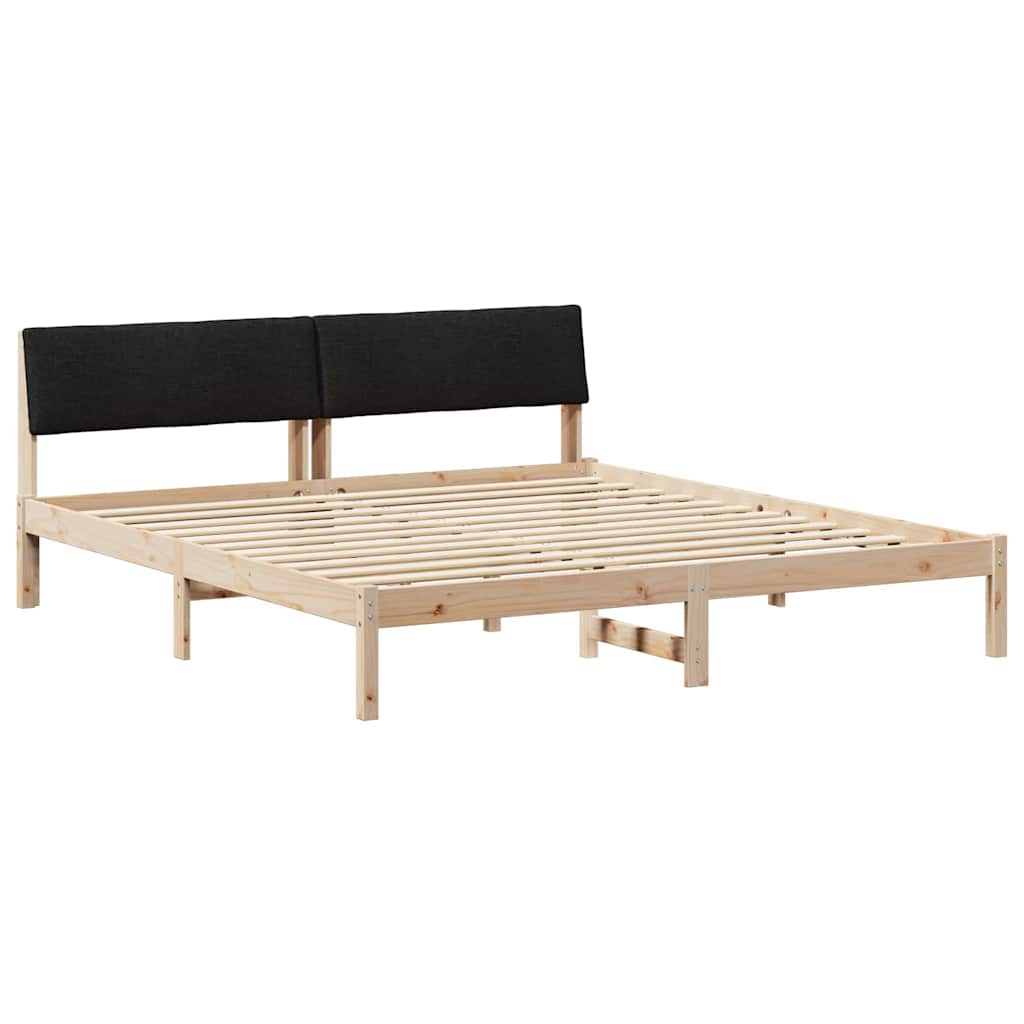 Ágykeret fejtámlával Barna és fekete 200 x 200 cm Tömör fenyőfa
