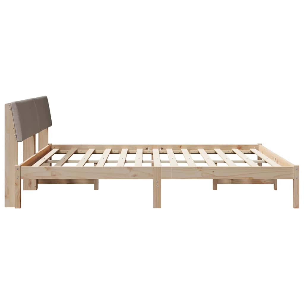 Ágykeret fejtámlával Barna és taupe 200 x 200 cm Tömör fenyőfa