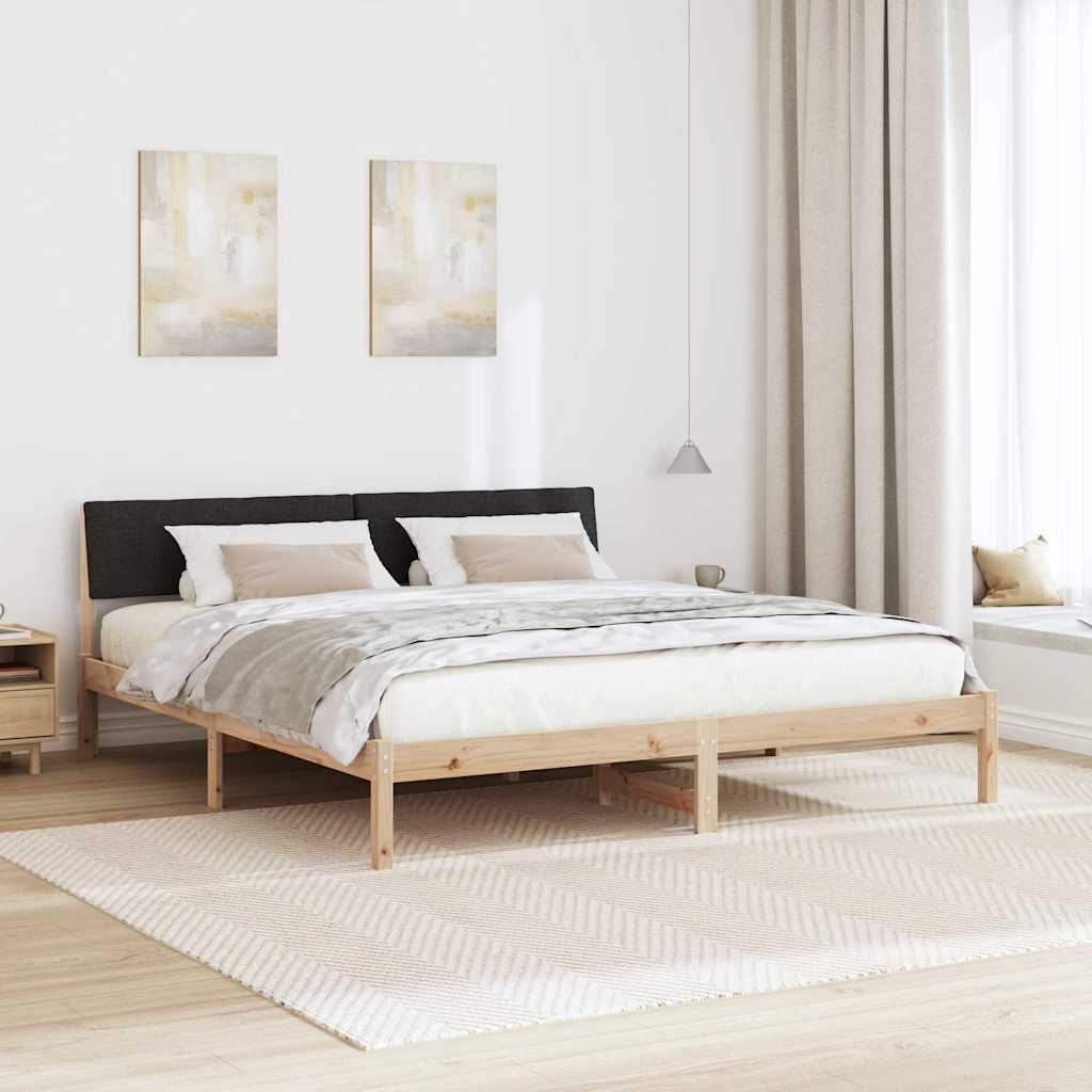 Ágykeret fejtámlával Barna és fekete 180 x 200 cm Tömör fenyőfa