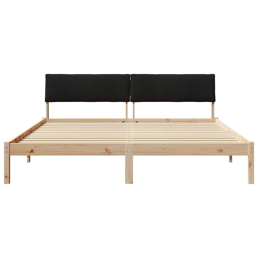 Ágykeret fejtámlával Barna és fekete 180 x 200 cm Tömör fenyőfa