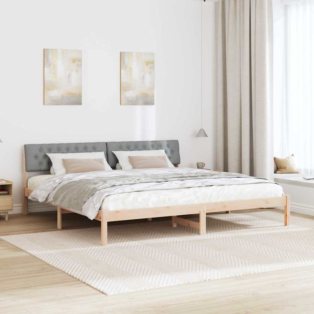 Ágykeret Barna és világosszürke 200 x 200 cm Tömör fenyőfa
