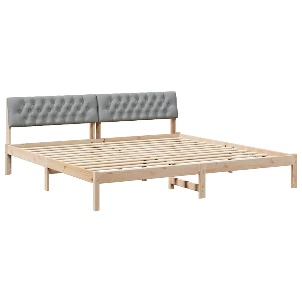 Ágykeret Barna és világosszürke 200 x 200 cm Tömör fenyőfa