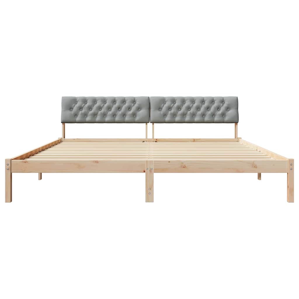 Ágykeret Barna és világosszürke 200 x 200 cm Tömör fenyőfa