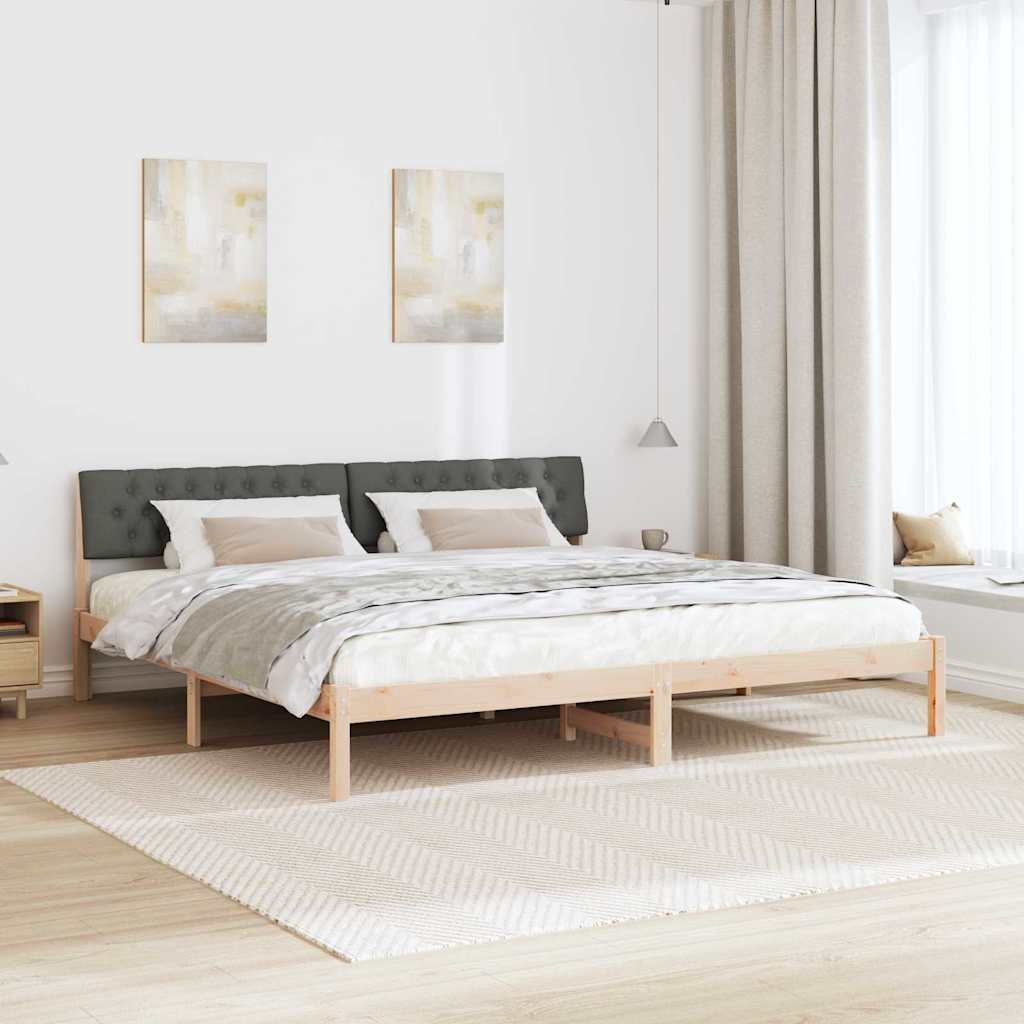 Ágykeret barna és sötétszürke 200 x 200 cm Tömör fenyőfa
