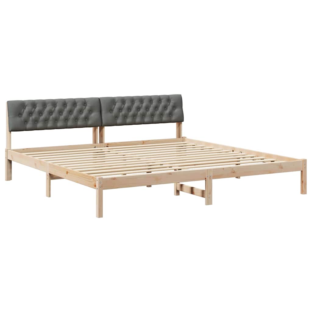 Ágykeret barna és sötétszürke 200 x 200 cm Tömör fenyőfa