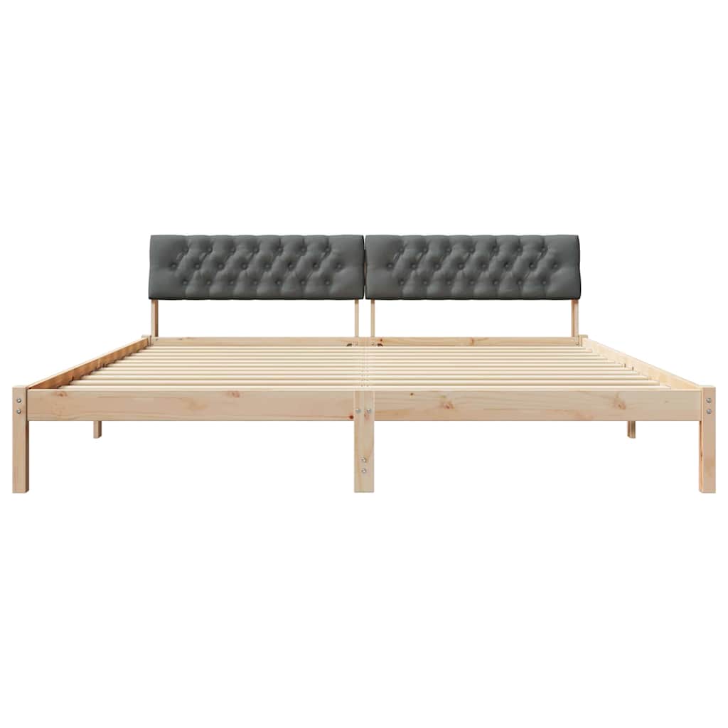 Ágykeret barna és sötétszürke 200 x 200 cm Tömör fenyőfa