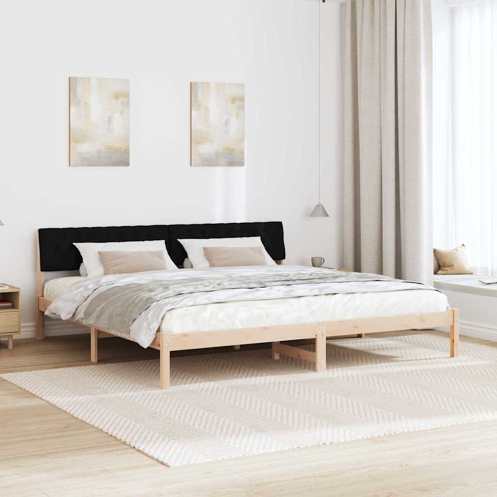 Ágykeret fejtámlával Barna és fekete 200 x 200 cm Tömör fenyőfa