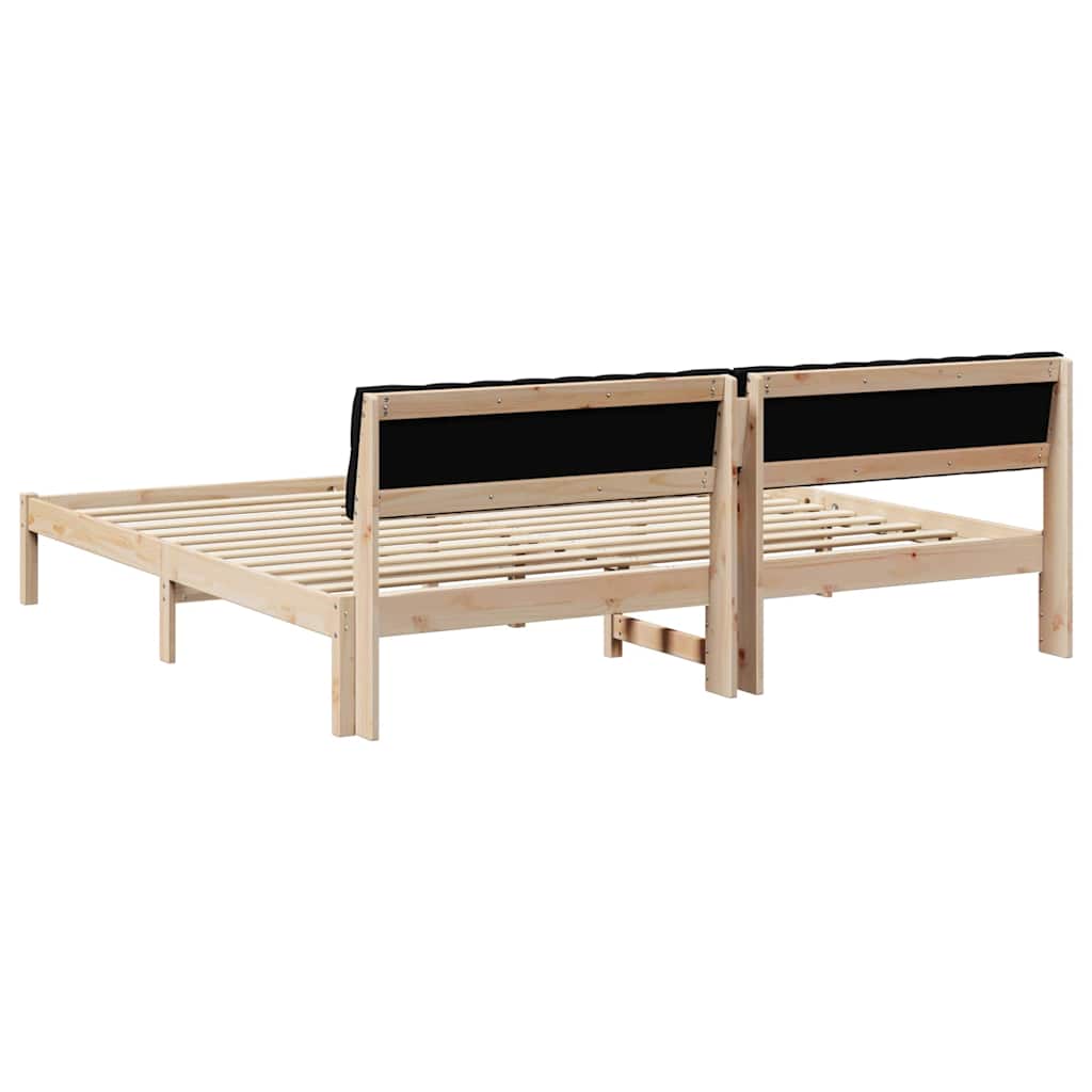 Ágykeret fejtámlával Barna és fekete 200 x 200 cm Tömör fenyőfa