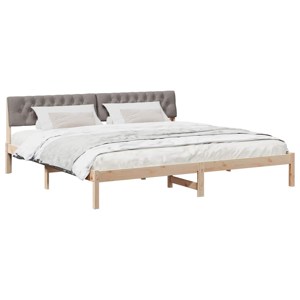 Ágykeret fejtámlával Barna és taupe 200 x 200 cm Tömör fenyőfa