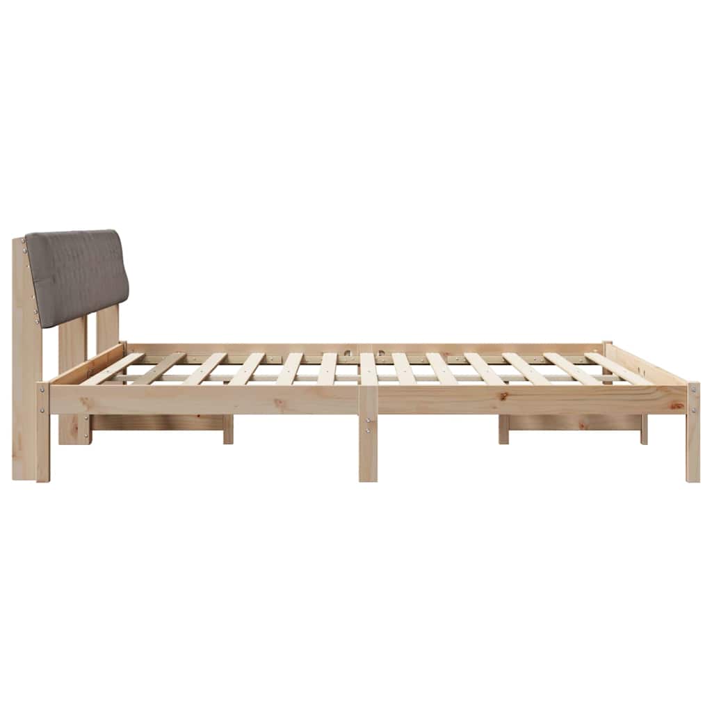 Ágykeret fejtámlával Barna és taupe 200 x 200 cm Tömör fenyőfa