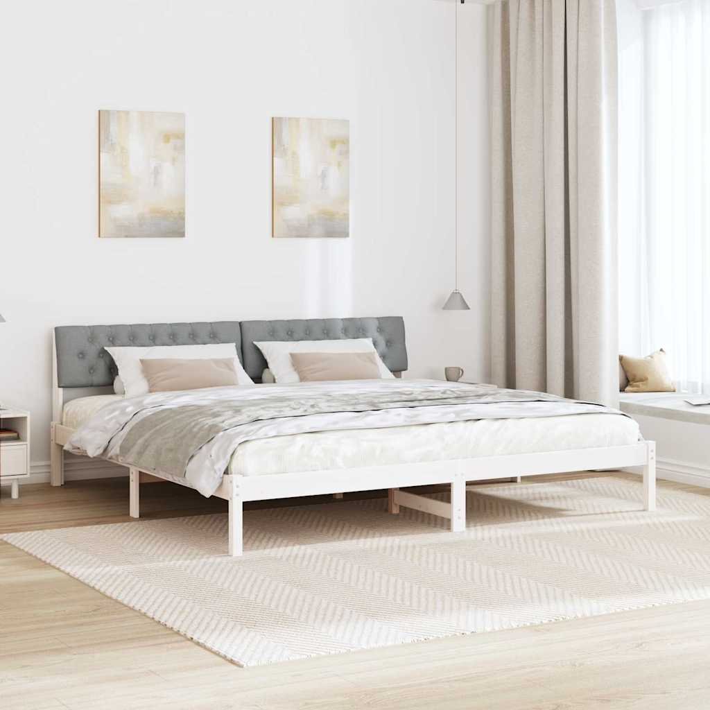 Ágykeret Fehér és világosszürke 200 x 200 cm Tömör fenyőfa