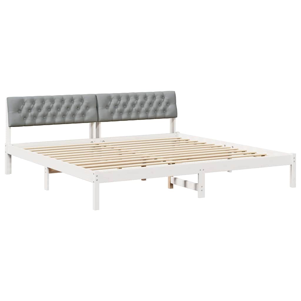 Ágykeret Fehér és világosszürke 200 x 200 cm Tömör fenyőfa