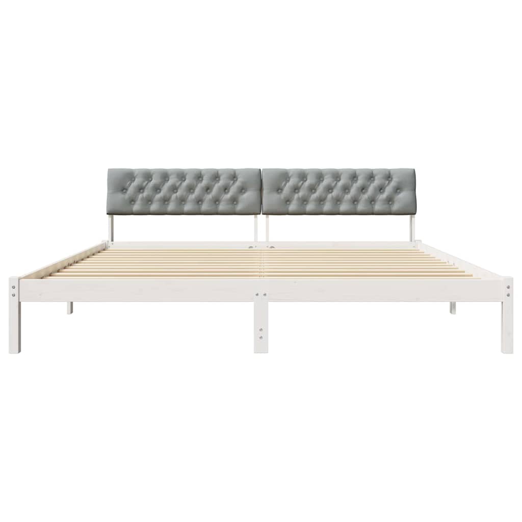 Ágykeret Fehér és világosszürke 200 x 200 cm Tömör fenyőfa
