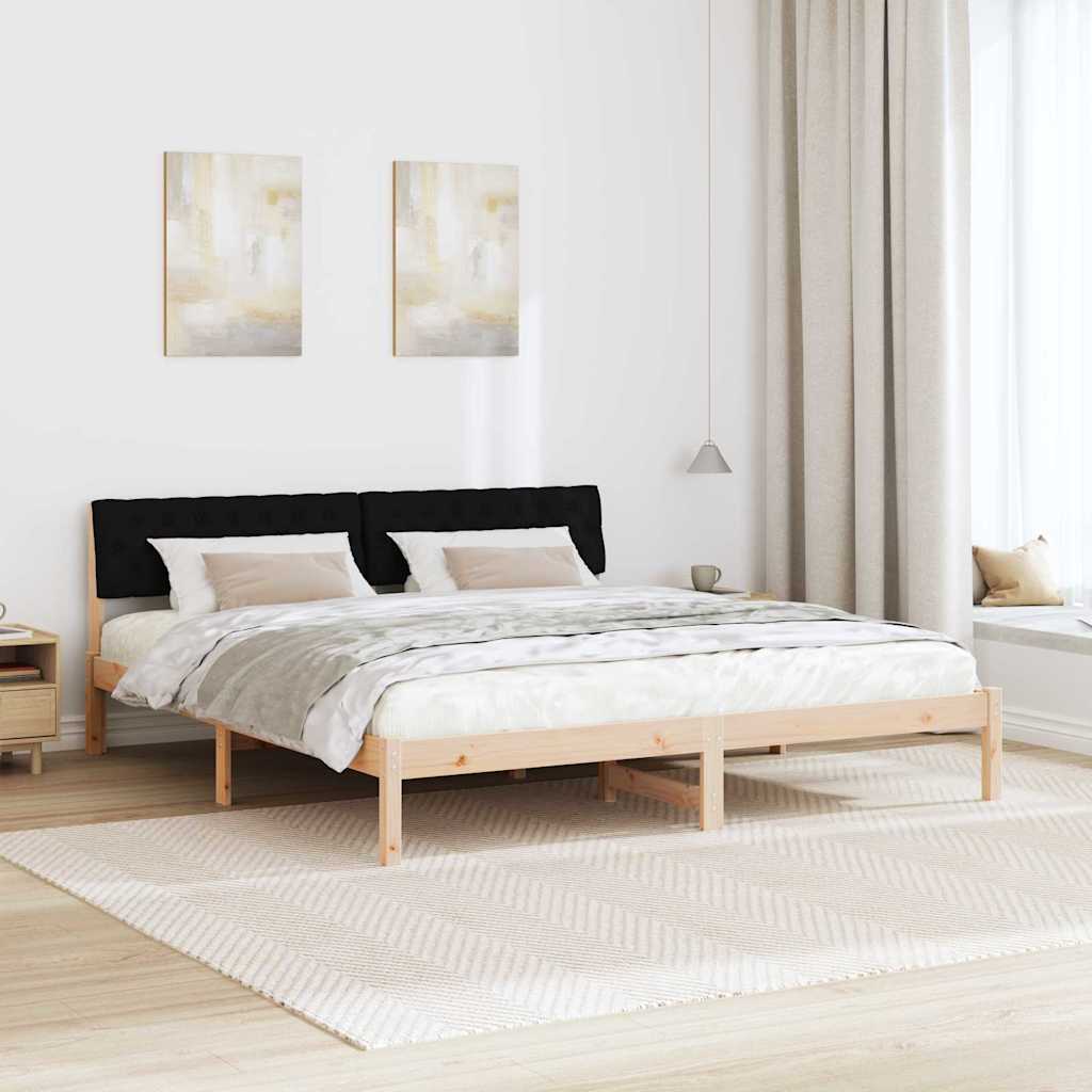 Ágykeret fejtámlával Barna és fekete 180 x 200 cm Tömör fenyőfa