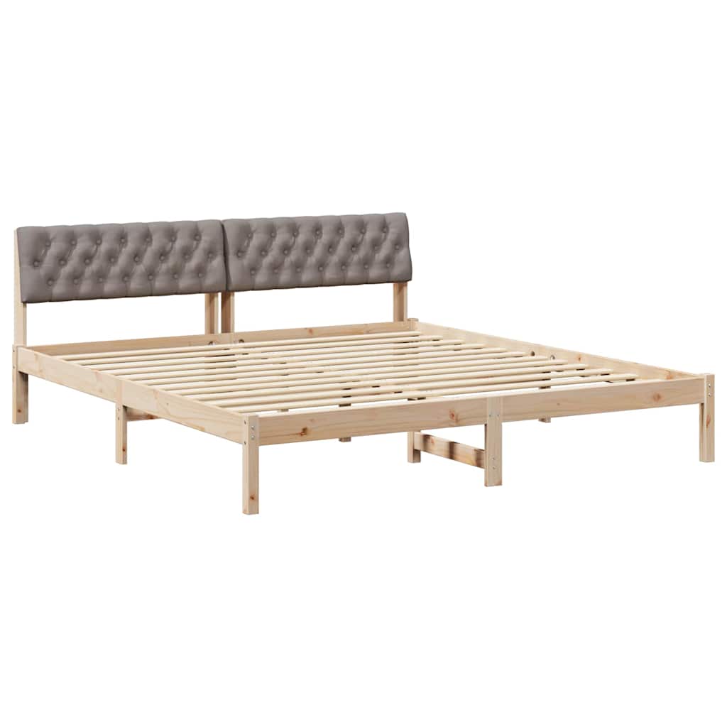 Ágykeret fejtámlával Barna és taupe 180 x 200 cm Tömör fenyőfa