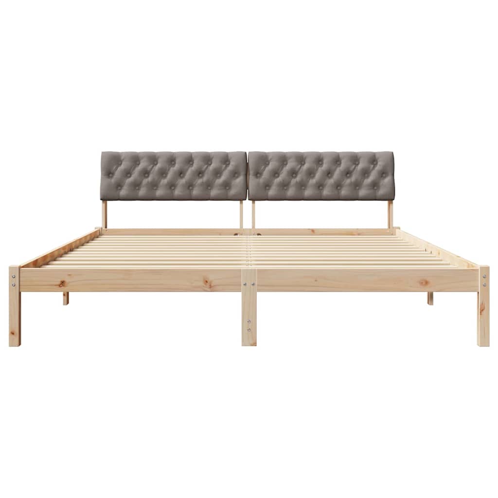 Ágykeret fejtámlával Barna és taupe 180 x 200 cm Tömör fenyőfa