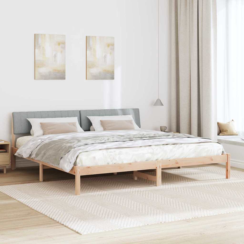 Ágykeret Barna és világosszürke 200 x 200 cm Tömör fenyőfa