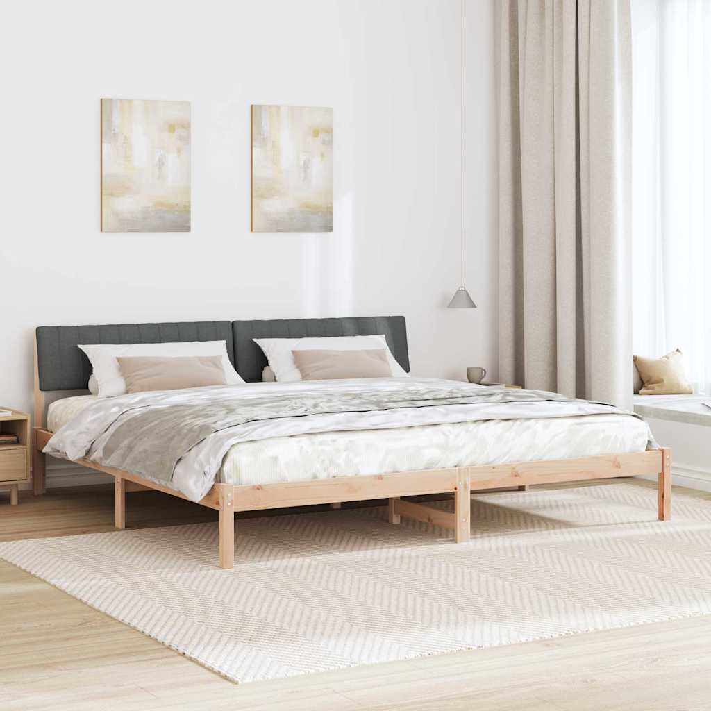 Ágykeret barna és sötétszürke 200 x 200 cm Tömör fenyőfa