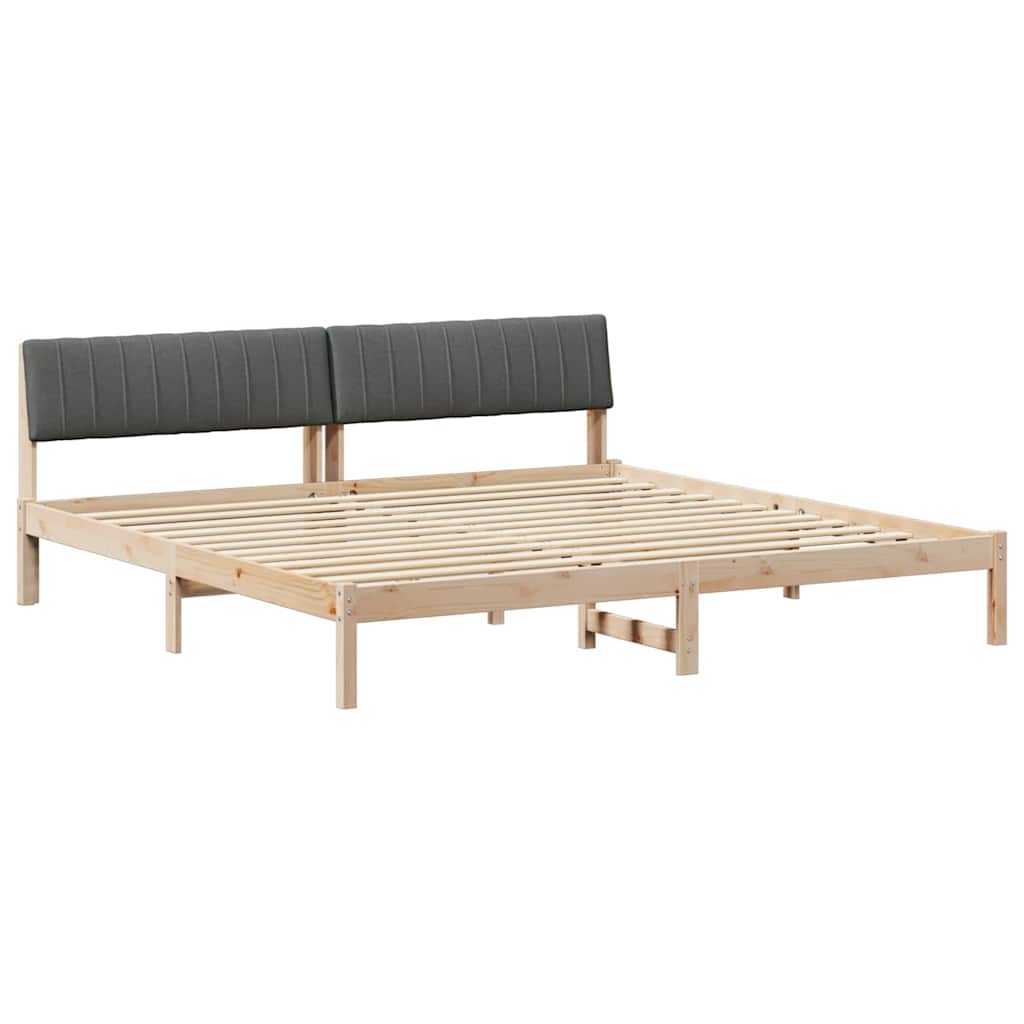 Ágykeret barna és sötétszürke 200 x 200 cm Tömör fenyőfa