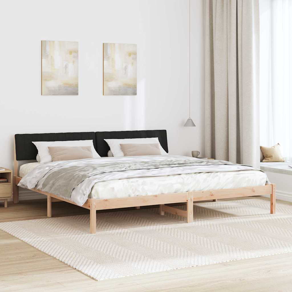 Ágykeret fejtámlával Barna és fekete 200 x 200 cm Tömör fenyőfa