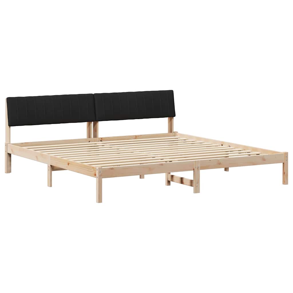 Ágykeret fejtámlával Barna és fekete 200 x 200 cm Tömör fenyőfa