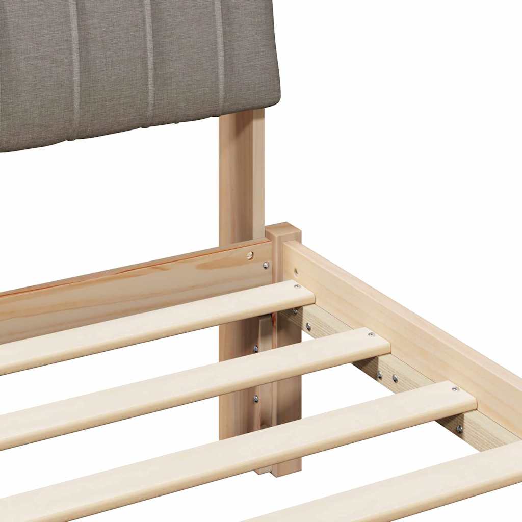 Ágykeret fejtámlával Barna és taupe 200 x 200 cm Tömör fenyőfa