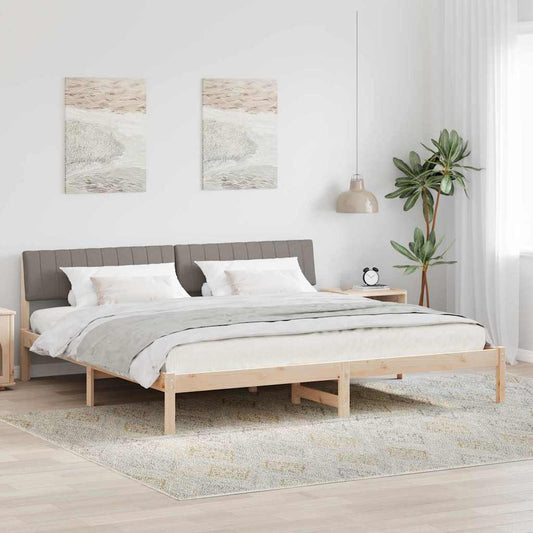Ágykeret fejtámlával Barna és taupe 200 x 200 cm Tömör fenyőfa