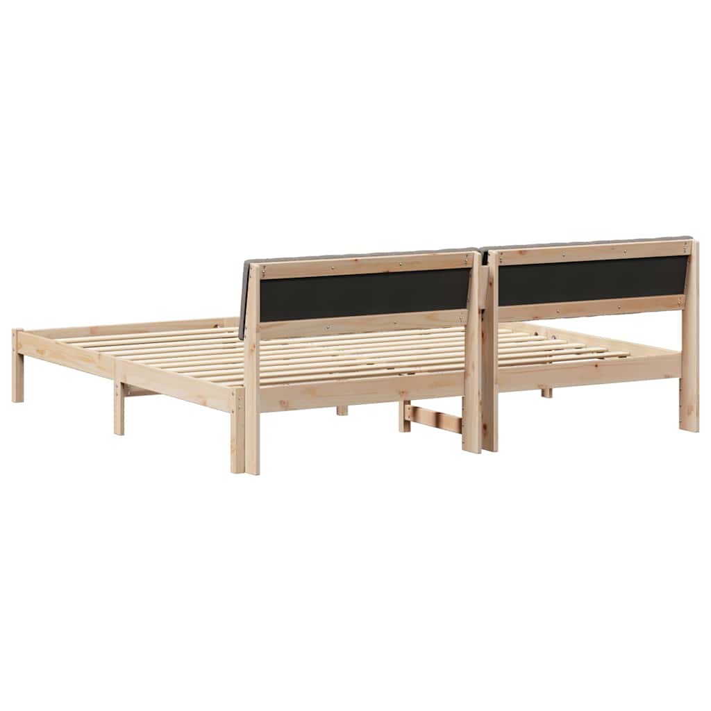 Ágykeret fejtámlával Barna és taupe 200 x 200 cm Tömör fenyőfa