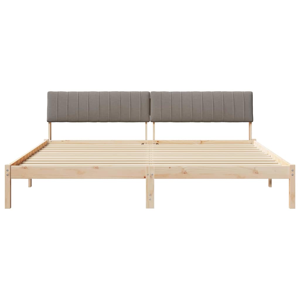 Ágykeret fejtámlával Barna és taupe 200 x 200 cm Tömör fenyőfa