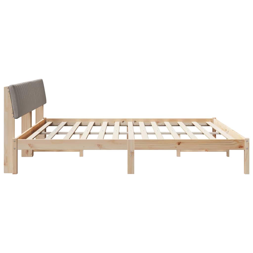Ágykeret fejtámlával Barna és taupe 200 x 200 cm Tömör fenyőfa